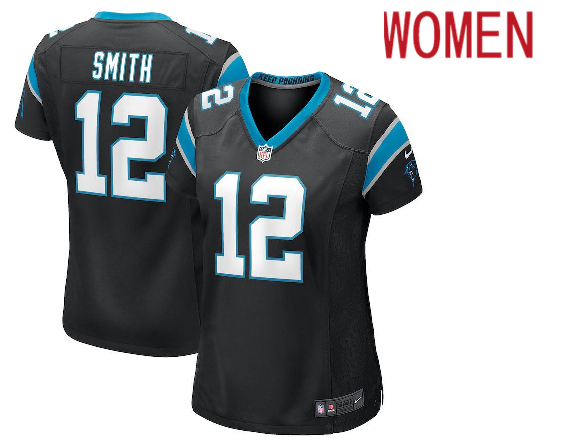 Women Carolina Panthers #12 Shi Smith Nike Black Game NFL Jersey->women nfl jersey->Women Jersey